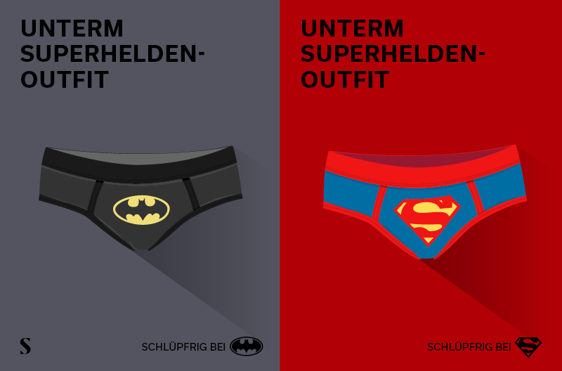 Das Style Battle von Batman und Superman mit dem Unterhosen-Vergleich