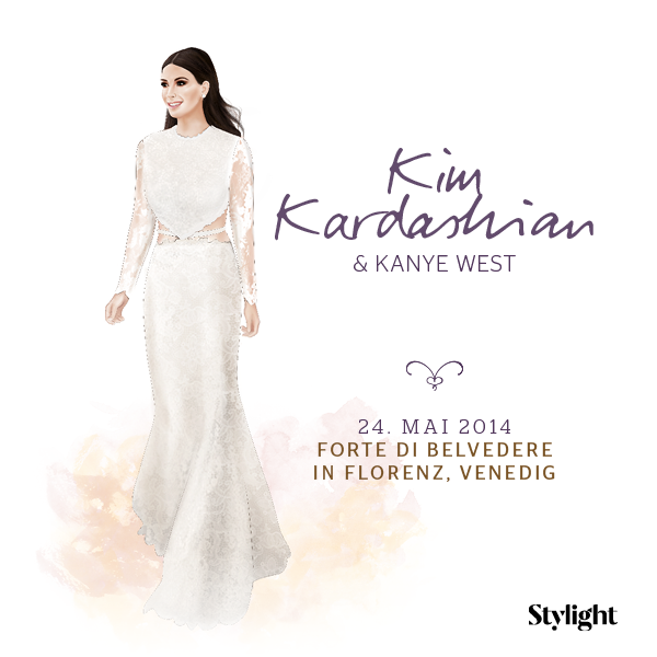 Zeichnung von Kim Kardashians Hochzeitskleid als eine der schönsten Star-Bräute