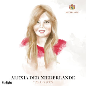 Zeichnung von Alexia der Niederlande als eines der schönsten royalen It-Girls