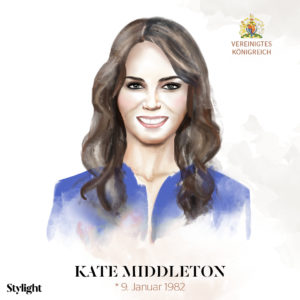 Zeichnung von Kate Middleton als eines der schönsten royalen It-Girls