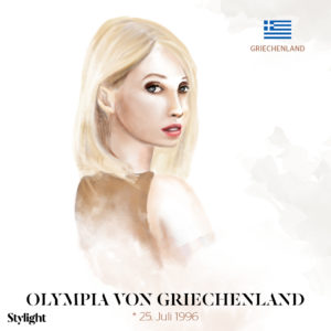 Zeichnung von Olympia von Griechenland als eines der schönsten royalen It-Girls